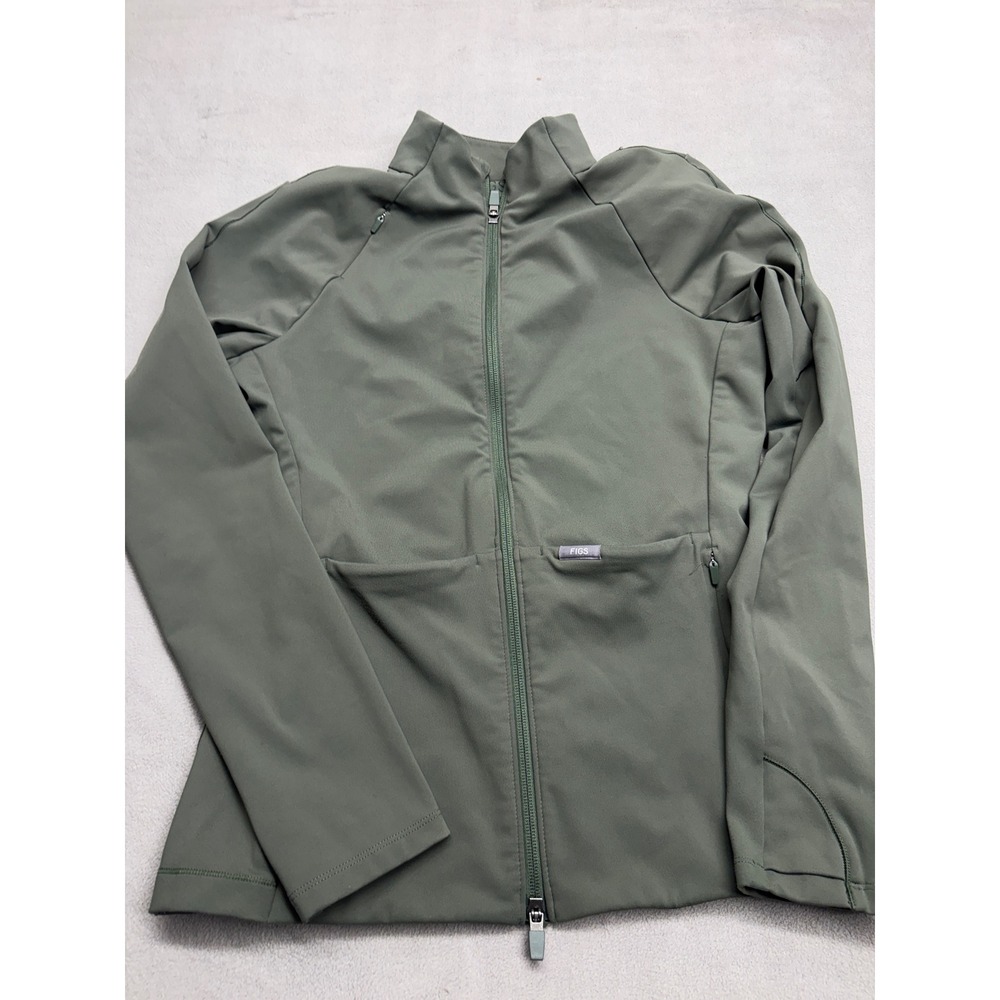 FIGS Technical Collection Womens Medium Olive Green Full Zip Scrub Jacket